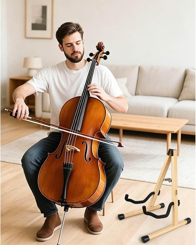 Cello stand with - stand, bow